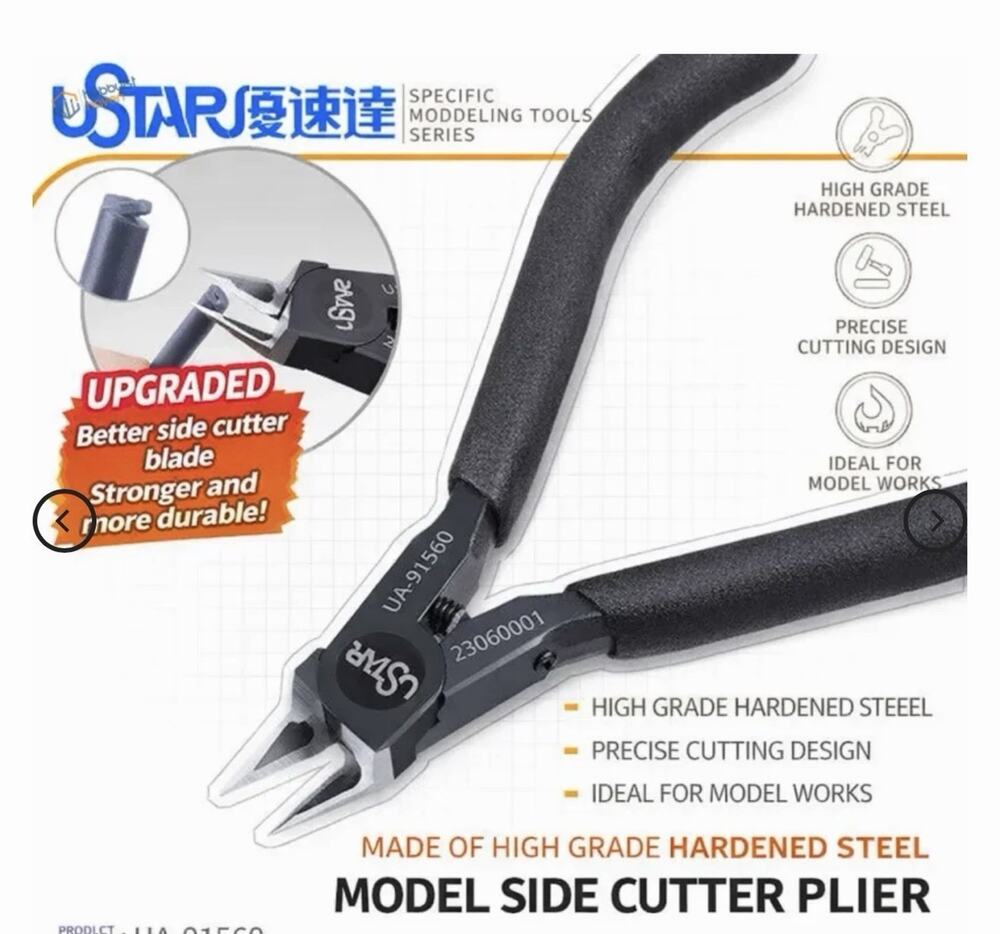 USTAR Side Cutter Pliers Spring-Loaded Ergonomic Cr-V Steel Black UA-91560